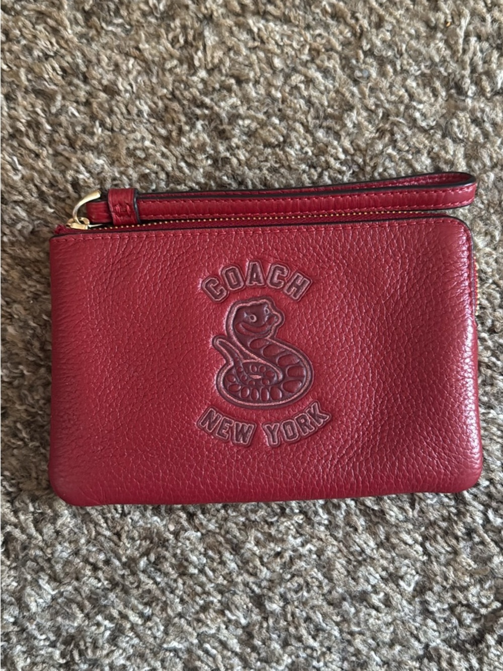 Coach Red Leather Wristlet with Gold Hardware Year of the Snake